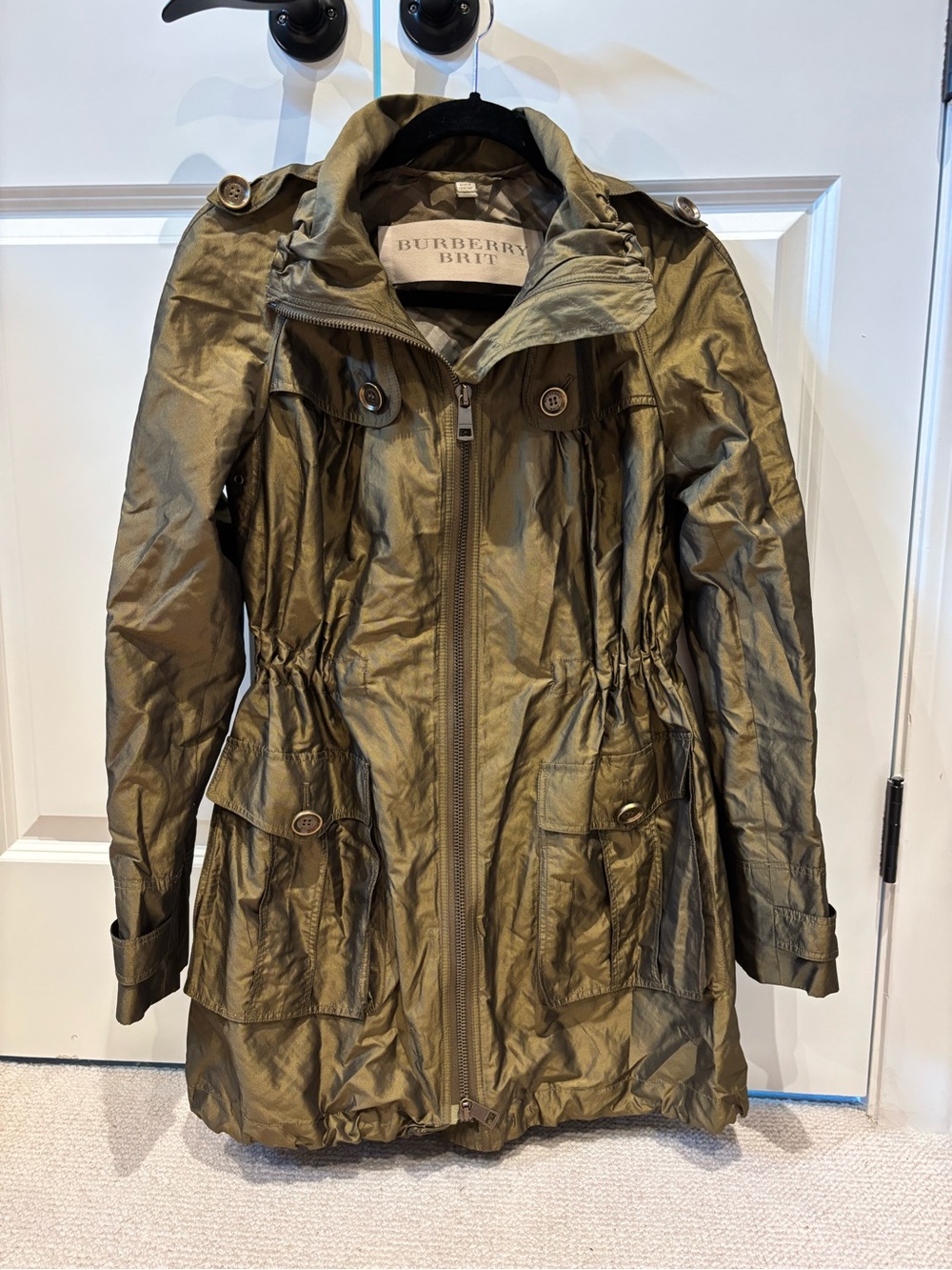 Burberry Brit Women's Olive Green / gold sheen Lightweight utility jacket
